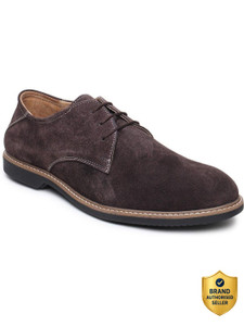 Teakwood Leathers Men Brown Solid Round Toe Suede Derbys Casuals For Men