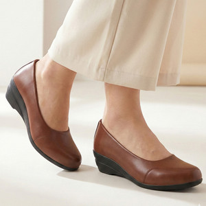 FAUSTO Formal Back Open Platform Wedge Heel Loafer Shoes Slip On For Women