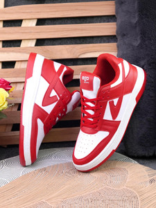 ROASTER Light weight stylish attractive sneakers shoes for men (Red/White) Sneakers For Men