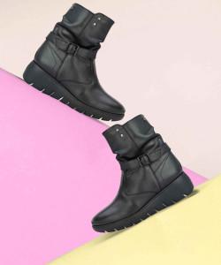 Delize light weight, mid heel wedge ankle Boots For Women