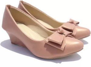 Turmook Classic Wedge Heel Pumps Pointed Toe Slip On Bellies For Women