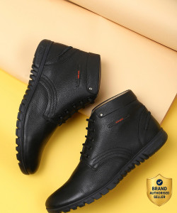 RED CHIEF Genuine Leather Casual Boots for Men Black RC3508 001 High Tops For Men