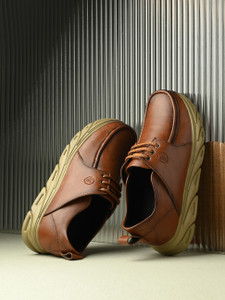 KASTAVA Casual Shoes, Tan Lace Up Sneakers For Men