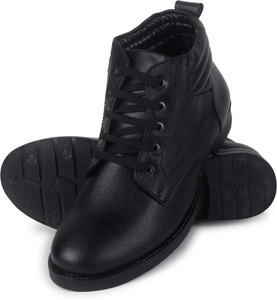 JOREN BLACK Synthetic Leather Boots पुरुषों के लिए बूट्स