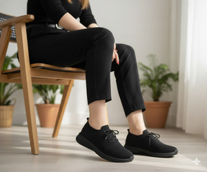PODDAR Black Lightweight Breathable Soft Mesh Comfortable Cushioning Women Shoe Casuals For Women