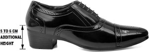 YUVRATO BAXI Men's Black Height Increasing Faux Leather Formal Brogue shoes For Men