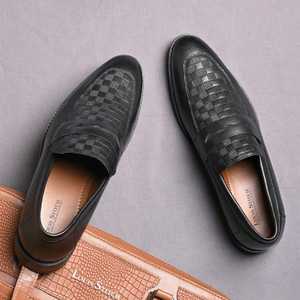 LOUIS STITCH Black Formal Slipon Mocassin Shoes for Men (VMSQMC) - UK 9 Loafers For Men