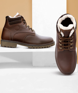 bacca bucci MOSCOW Leather Boots for Bikers Riders Trekking Trail & Hiking with Fur Lining Boots For Men