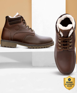 bacca bucci MOSCOW Leather Boots for Bikers Riders Trekking Trail & Hiking with Fur Lining Boots For Men
