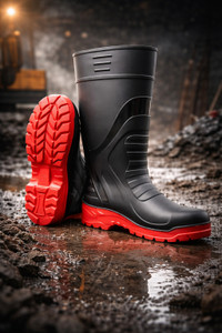 Handu Gumboot for Men women safety shoes 11 Inch ISI Soft Toe Slip On For Men