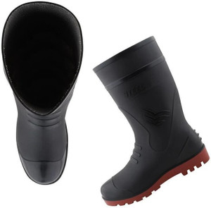 foot trends Safety Gumboots, 12-inch, Non-Metallic Toe Cap, Oil and Acid Resistant, Boots For Men