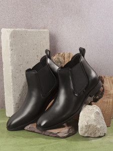 iD Men's Leatherite Sturdy & Comfortable Black Chelsea Formal Slip-On Boots For Men