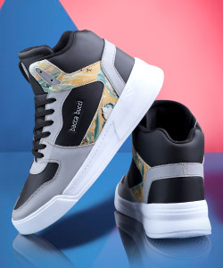 bacca bucci GYUKI Mid-top Color block Street fashion Sneakers Lightweighted Rubber outsole High Tops For Men