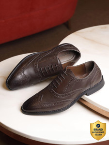 LOUIS STITCH Brunette Brown Italian Leather Brogue Formal Lace Up Shoes for Men (NRXBGBB) Brogues For Men