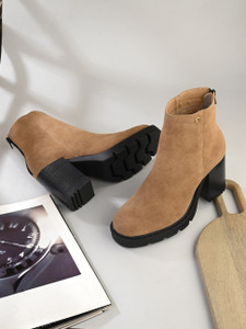 EL PASO EL PASO Women Camel Faux Leather Casual Chelsea Boots Boots For Women