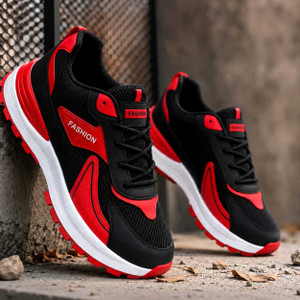 METIOR Stylish Red Casual Sneakers For Men