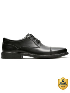 CLARKS Clarks Wenham Cap II Black Leather Slip On For Men