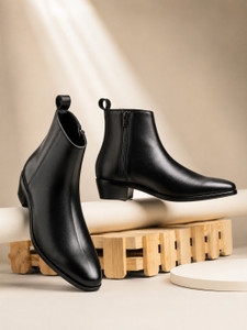 Jz jinzo Pencil Zipper Ankle Boots for Men (Black, 9) - Image 1