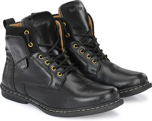 Shoe Island Robust-X ™ Leather Black Tough Lace Ups High Ankle Length Mens Casual Boots Boots For Men