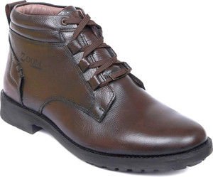 Zoom Shoes Genuine Leather High Ankle Boots| Lace-up & Soft Cushioned Insole Daily Comfort Boots For Men