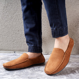 Kraasa Suede Slip-On Elastic Collered Loafers For Men