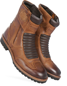 Harrytech London Men's Brown Side Zipper Biker Motorcycle Leather Riding Boot with rugged sole Boots For Men