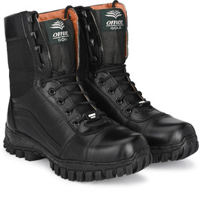 OMEE GOLD Men's Black Tactical Combat Army Full Leather Boots For Men (Lal Gitti) Boots For Men