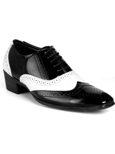 BXXY Black and White Height Increasing Mafia Brogue Shoes Brogues For Men