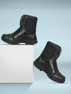 MORIOX Combat Army Full Leather Boots For Men (Black) Boots For Men