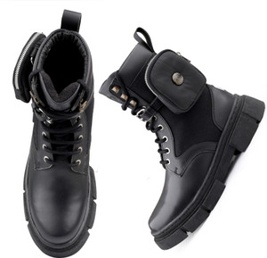 bacca bucci ASSASSIN brushed leather combat boots for Men with detachable coin pocket Boots For Men