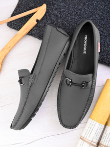 PROVOGUE Provogue Men Grey Faux Leather Casual Slip On Loafers Loafers For Men