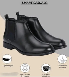 QUALIDA Black Casual Chelsea Boot | Everyday Boot | Stylish Trendy Boots For Men