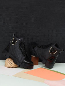 POS Planet Of Shoes Black Synthetic Leather Boots for Men's Boots For Men