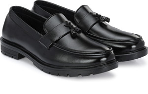 Shoe Island Premium Black Leather Formal Wedding Party Shoes Tassel Loafers for Men Loafers For Men