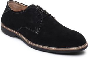 Teakwood Leathers Men Black Solid Round Toe Suede Derbys Casuals For Men