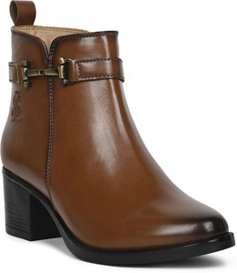 LOUIS STITCH Tan Elegant Antique Buckle Mid-Top Ankle Chelsea Boots, LSLD-CLBT-NBANTN, UK-3 Boots For Women