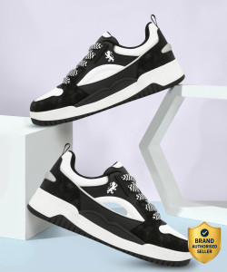 RED TAPE Men's PU Sneakers (White, Black, Size 9) - Image 1
