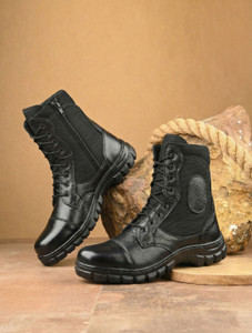 Next Fashion Next Fashion Footwear GENUINE LEATHER COMBAT ARMY BOOT/ARMY zip bSHOES Boots For Men