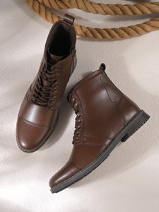 Roadster Roadster Men Tan Faux Leather Casual Lace Up Boots Boots For Men