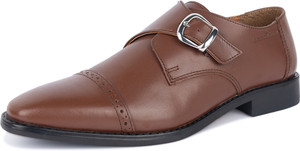 LOUIS STITCH American Tan Italian Leather Monk Strap Formal Slip On Shoes (RXSMTN) - 6 UK Monk Strap For Men