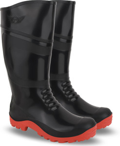 foot trends PVC Safety Gumboots, 15-inch, Non-Metallic Toe Cap, Oil and Acid Resistant, Boots For Men