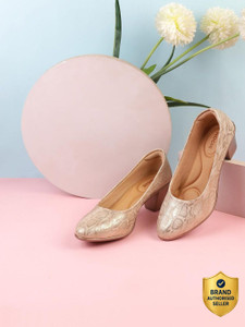 MOCHI PrintedRoundToeBlockHeeledPumps Slip On For Women
