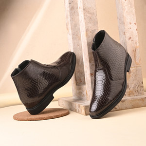 Shoe Island Men's Tan Leather Chelsea Boots | Slip-On Party Formals Casual Shoes for Men Boots For Men