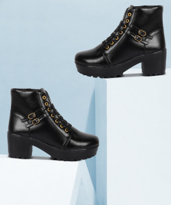 Myshtezia Lace-Up Ankle-Length Boots For Women Boots For Women