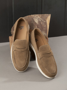 iD Men's Leatherite Sturdy & Comfortable Beige Suede Finish Slip-On Casual Loafers For Men