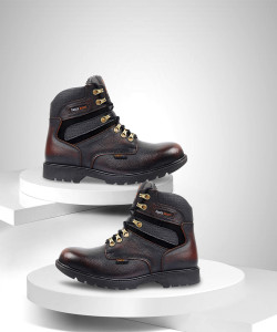 bacca bucci 6 Inches Steel Toe Cap Genuine Grain Leather Boots | Snow Boots with Fur Boots For Men