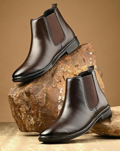 Foxyfoot Men High Top Chelsea Slip-On Chukka Height Increasing Boots For Men Boots For Men
