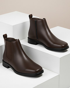 Kraasa THE ASHFORD – Men’s Stylish Vegan Leather with Side Zipper Boots For Men