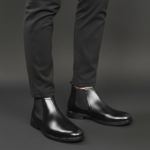 biloni Men Formal Chelsea Boots Genuine Leather Slip On Shoes High Tops For Men