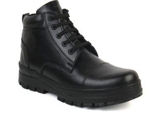 XHUGOY XHUGOY MEDIUM RANGE LACEUP COMBAT POLICE DMS MEN WARDI BOOT IN BLACK TAN COLOUR Boots For Men